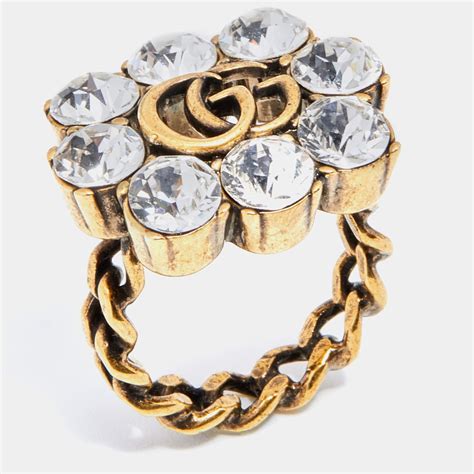 gucci double g ring with crystals|GUCCI .